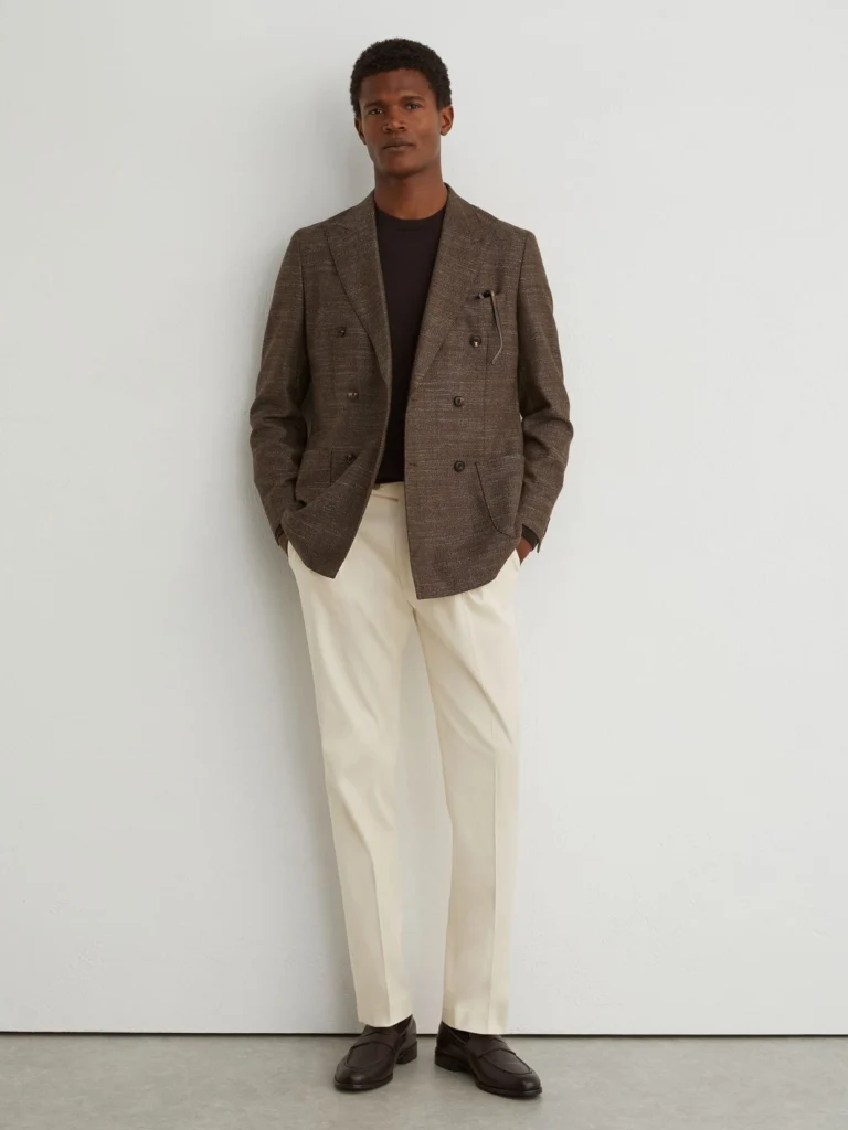 Reiss Stone Cotton-blend Side-adjuster Trousers Tailored-fit