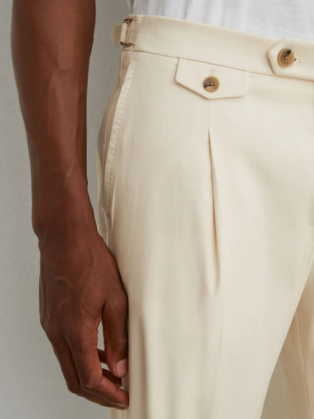Reiss Stone Cotton-blend Side-adjuster Trousers Tailored-fit, view 3