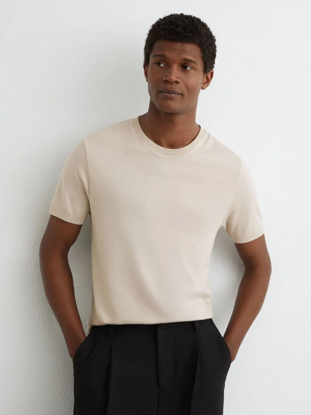 Reiss Stone Cotton- Crew-neck Modern-fit T-shirt, view 3