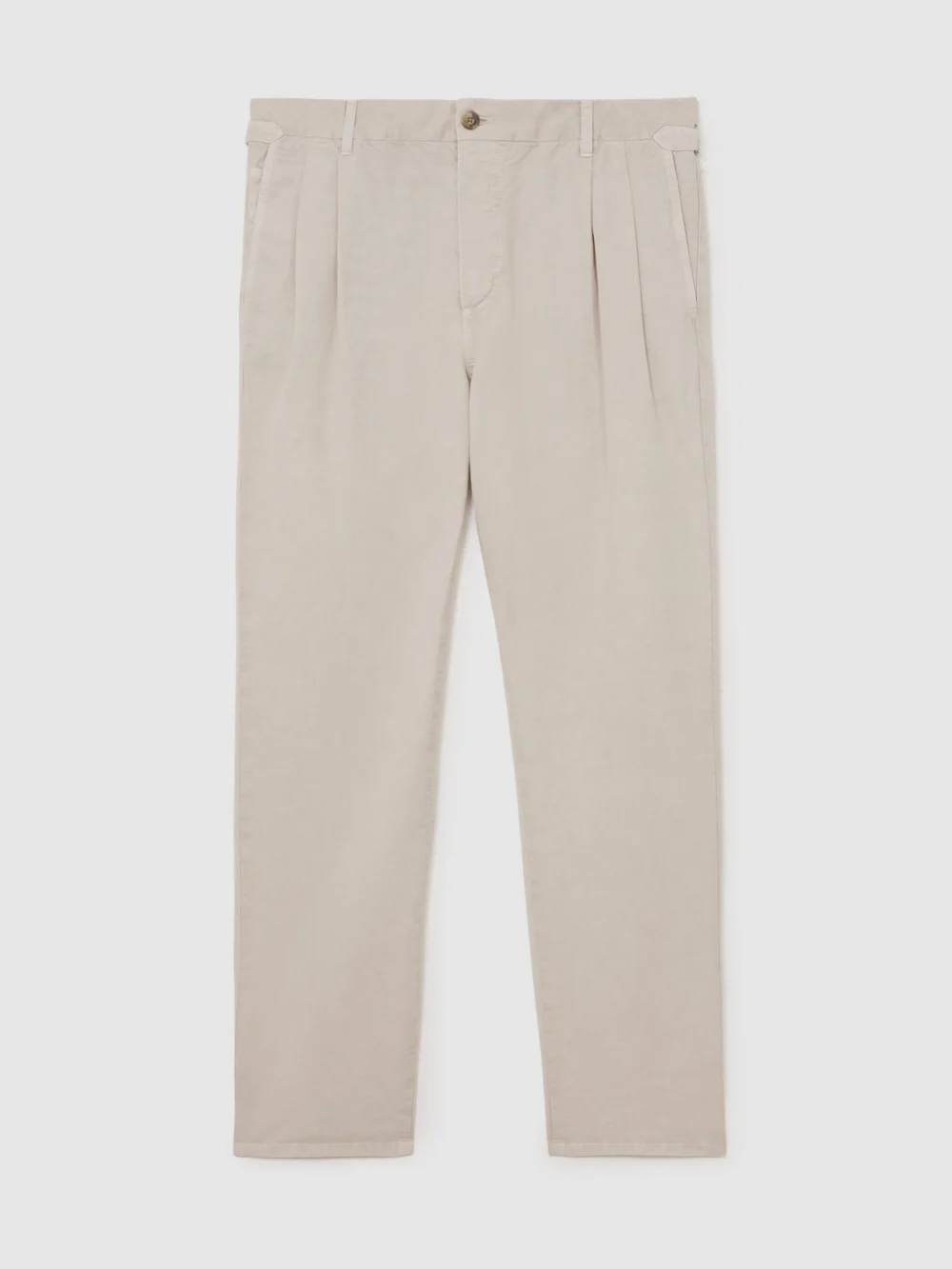Reiss Stone Cotton-linen Side-adjuster Tapered Trousers, view 2