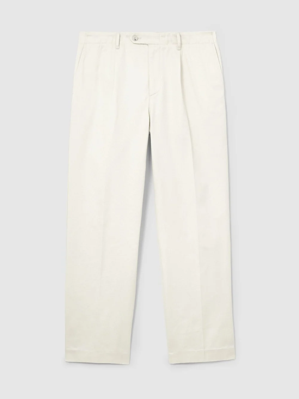 Reiss Stone Cotton Slub Pleated Relaxed-fit Trousers, view 2