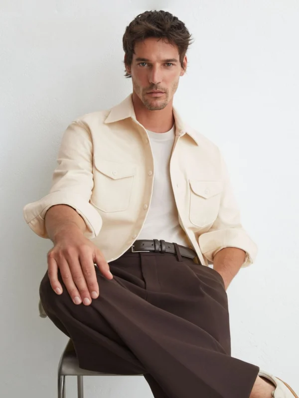 Reiss Stone Cotton-twill Twin-pocket Regular-fit Shirt