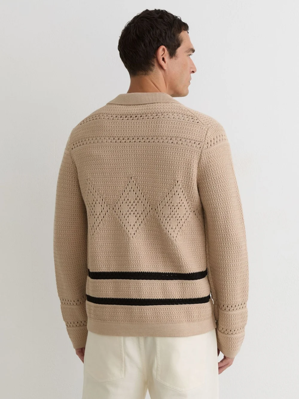 Reiss Stone Crochet-knit Button-through Jacket, view 4
