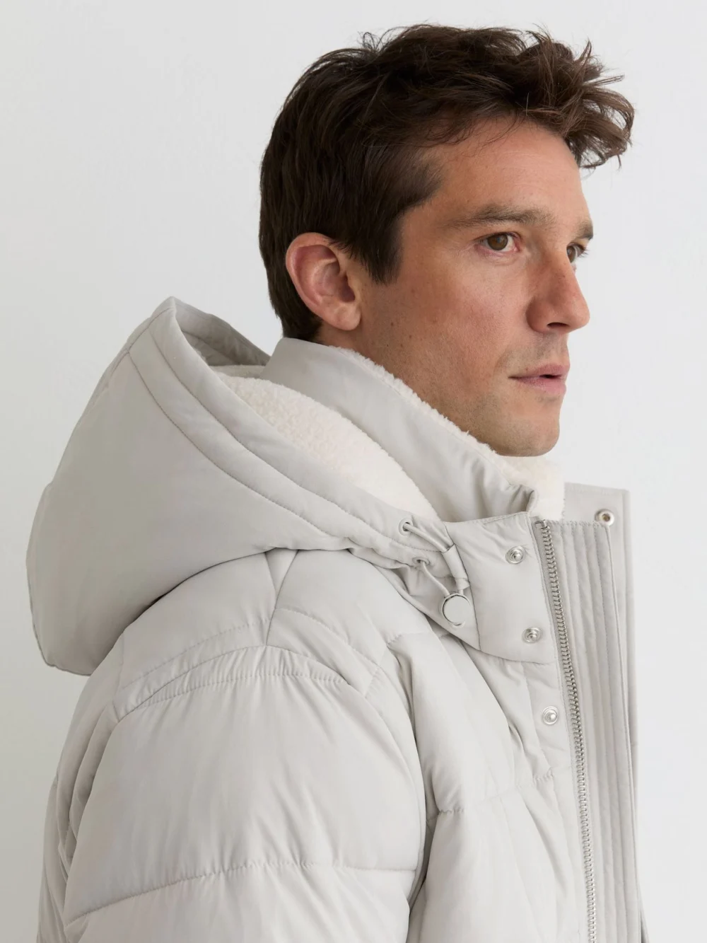 Reiss Stone Fleece-lined Hooded Puffer Jacket, view 3