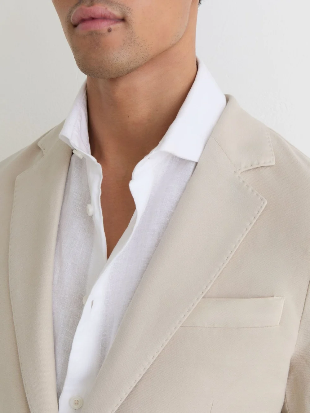 Reiss Stone Garment-dyed Piqué Single-breasted Suit Blazer Tailored-fit, view 3