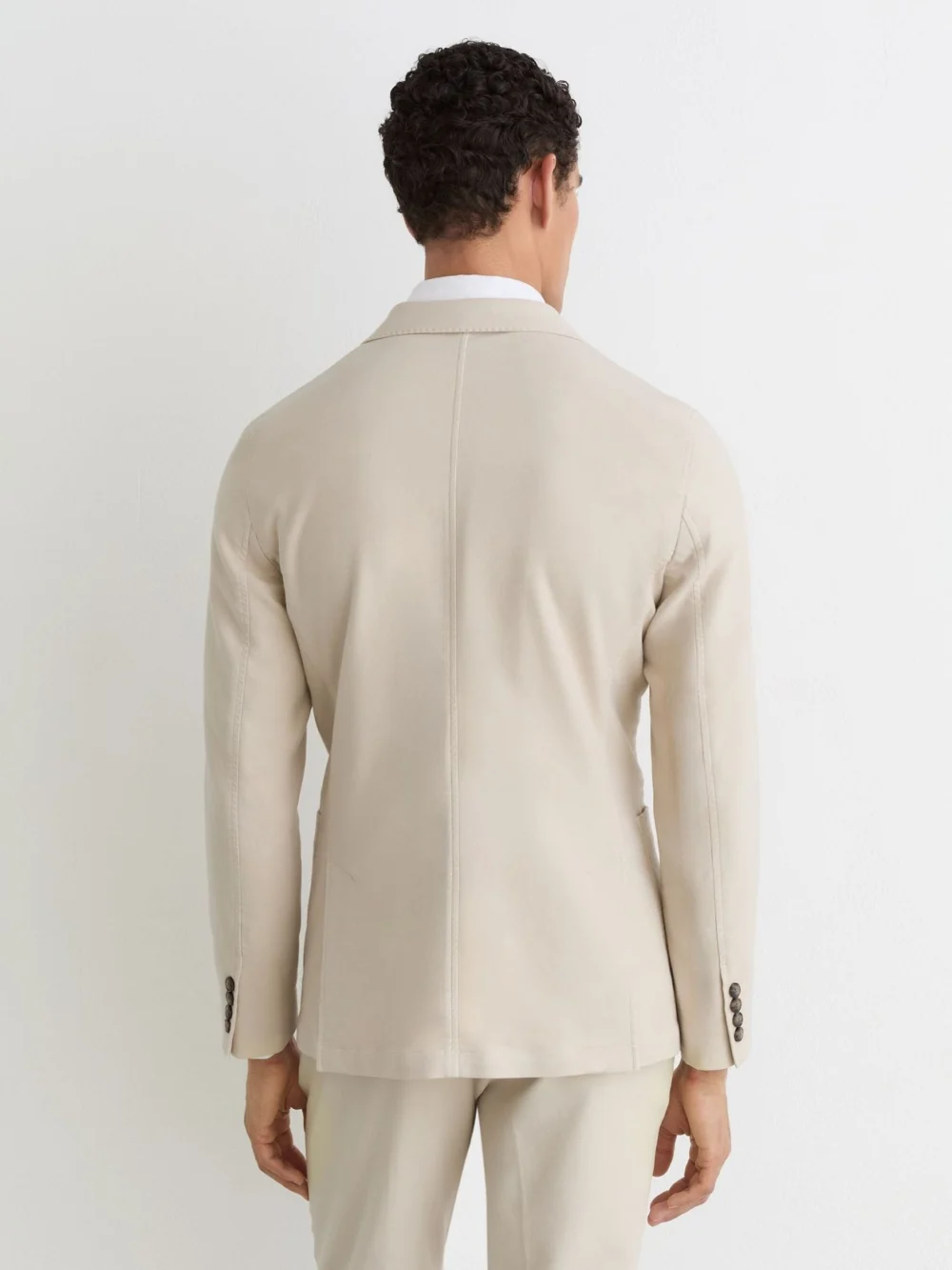 Reiss Stone Garment-dyed Piqué Single-breasted Suit Blazer Tailored-fit, view 4