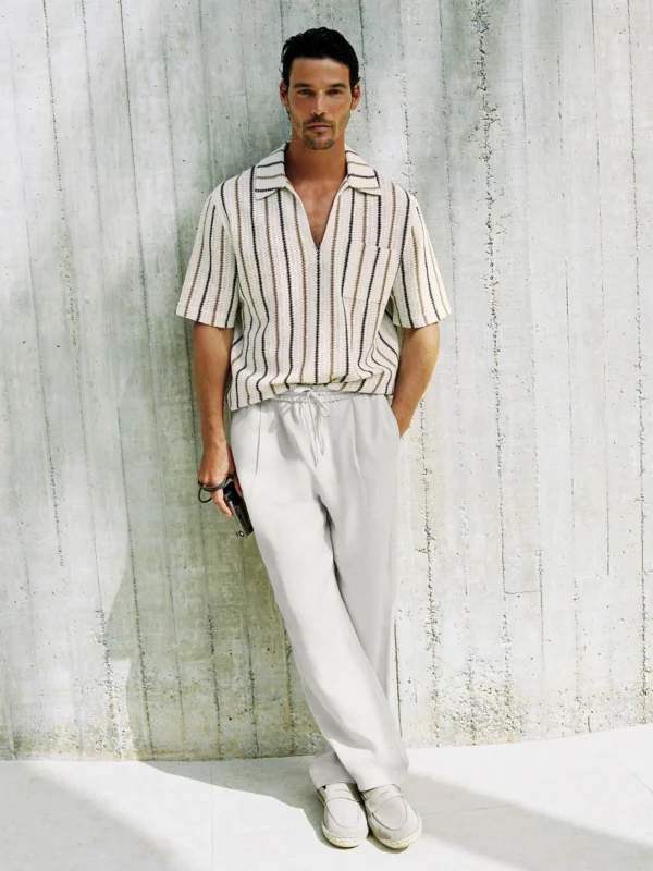Reiss Stone Linen Relaxed-fit Drawstring Trousers