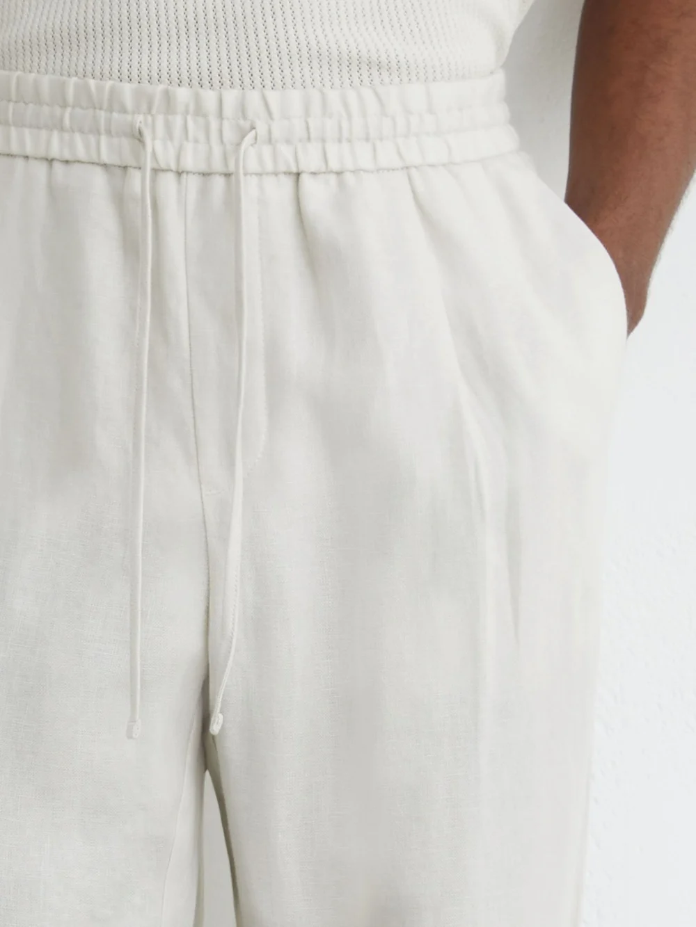 Reiss Stone Linen Relaxed-fit Drawstring Trousers, view 4