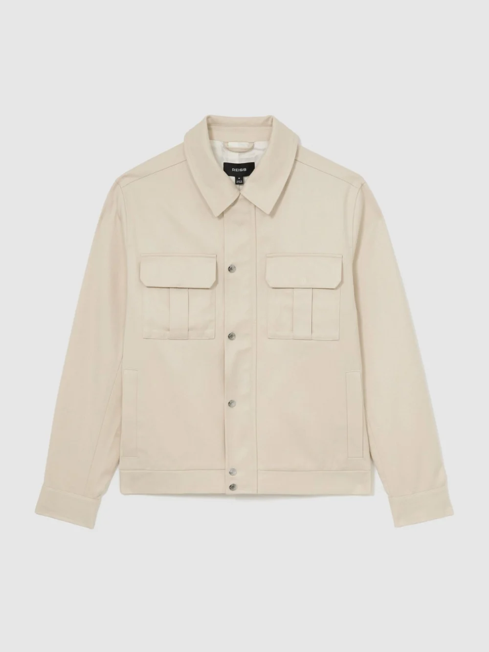 Reiss Stone Lyocell-cotton Twill Bomber Jacket, view 2