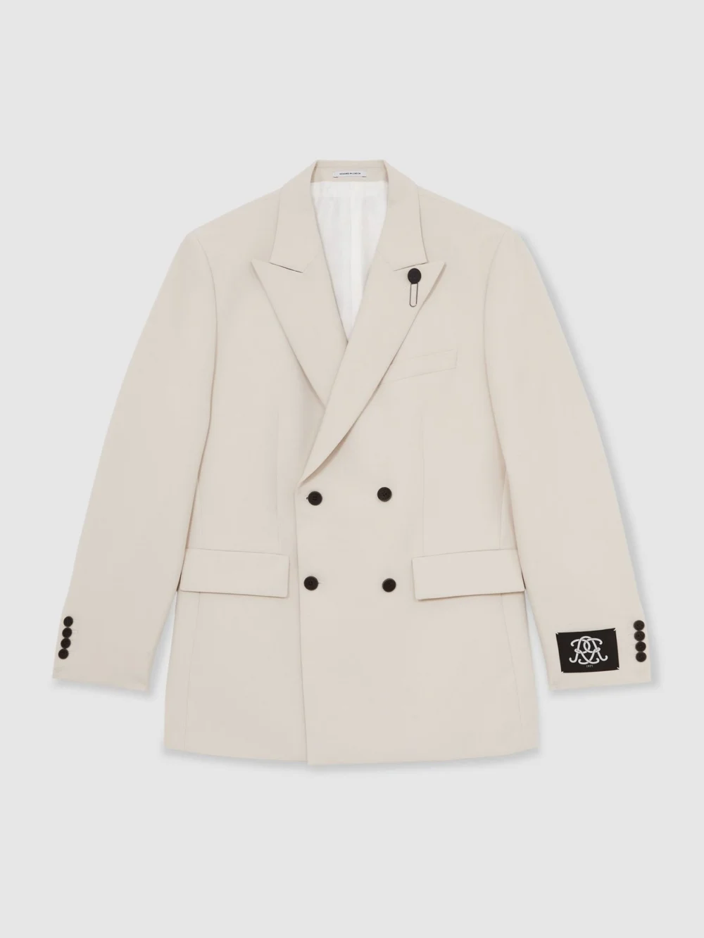 Reiss Stone Monogram Relaxed Double-breasted Blazer, view 2