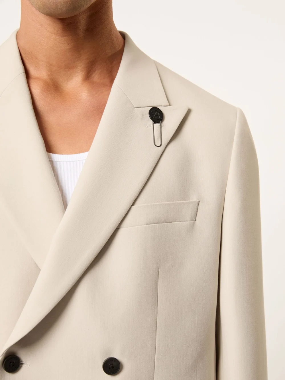 Reiss Stone Monogram Relaxed Double-breasted Blazer, view 4