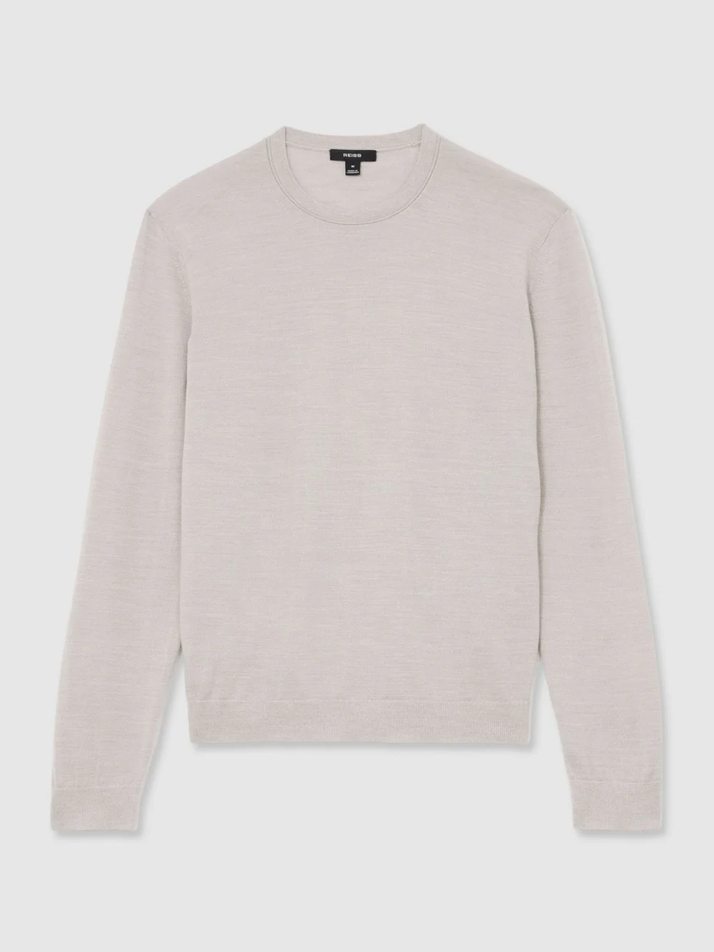 Reiss Stone Mouline Merino Wool Crew-neck Jumper, view 2
