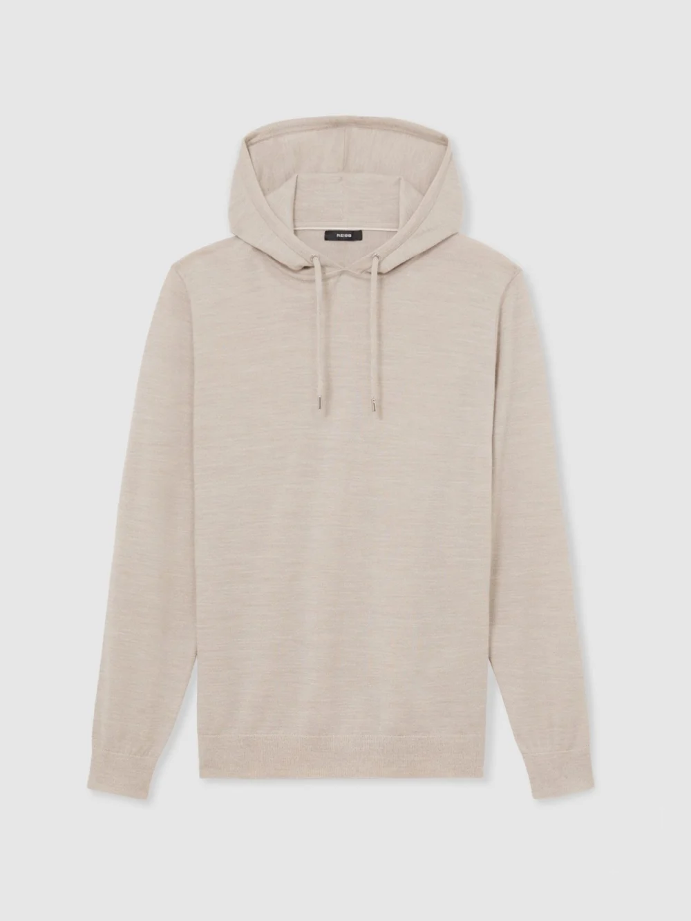 Reiss Stone Mouline Merino Wool Drawstring Hoodie, view 2