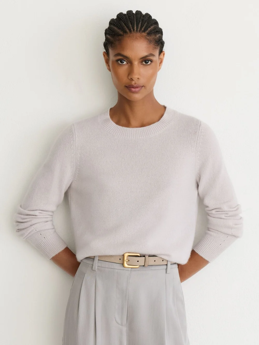 Reiss Stone Neutral Cashmere Crew-neck Jumper