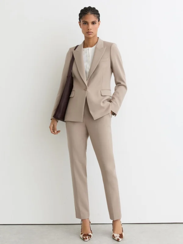 Reiss Stone Neutral Petite Slim-fit Suit Trousers
