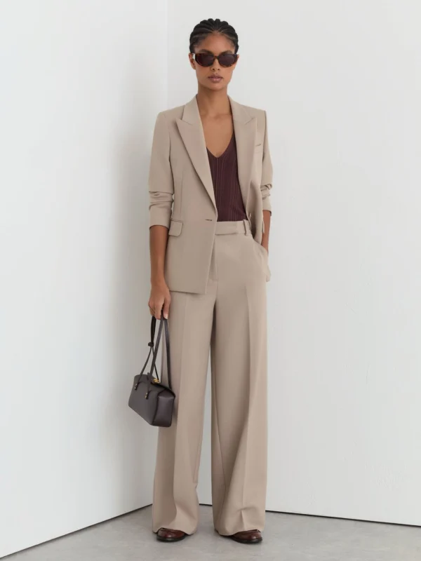 Reiss Stone Neutral Wide-leg Suit Trousers