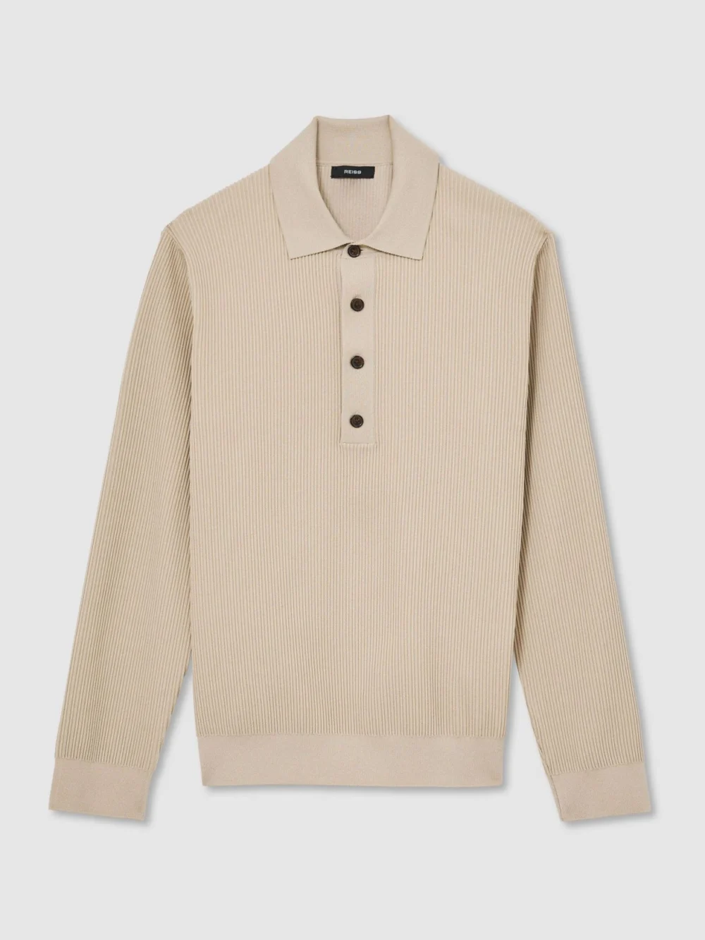 Reiss Stone Origin Ribbed Half-button Polo, view 2