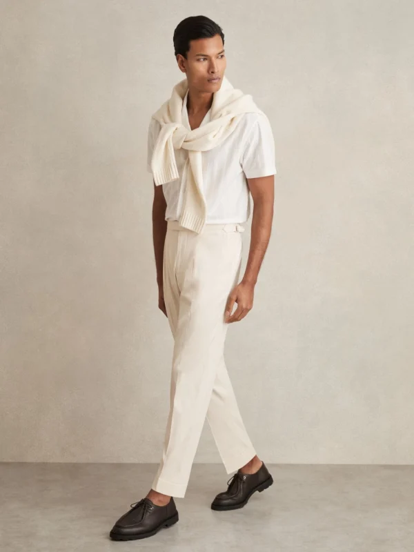 Reiss Stone Stretch-cotton Tapered Trousers