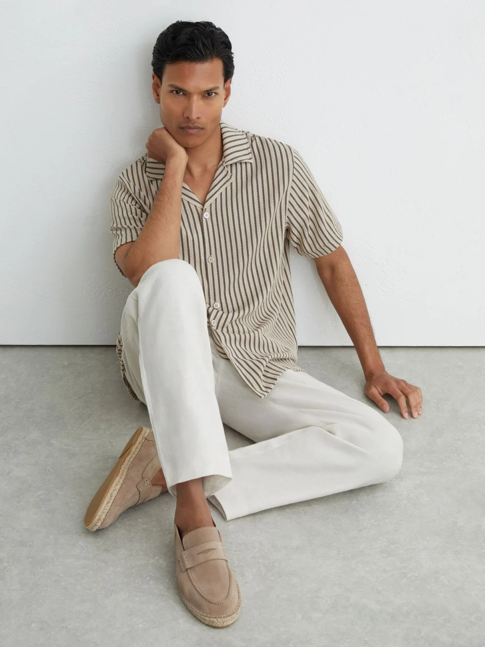 Reiss Stone Suede Penny Loafer Espadrilles