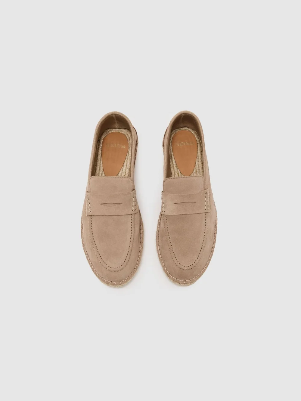 Reiss Stone Suede Penny Loafer Espadrilles, view 3