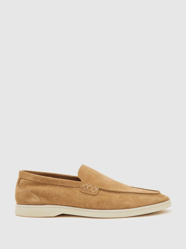 Reiss Stone Suede Slip-on Loafers