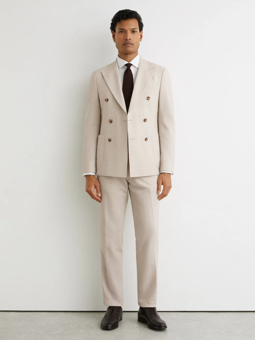 Reiss Stone Tailored Fit Double Breasted Suit Blazer, view 3
