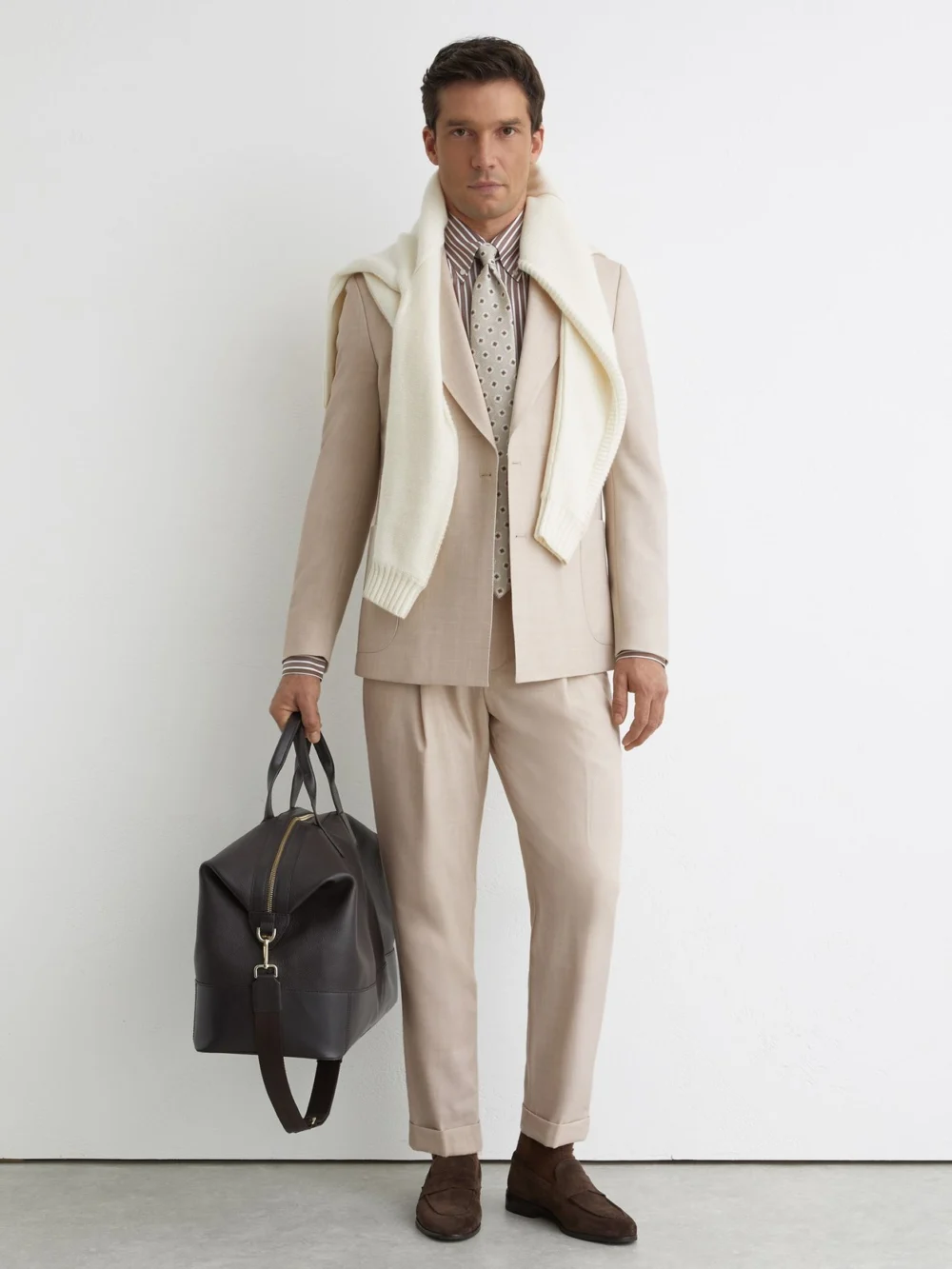 Reiss Stone Tailored Fit Side-adjuster Suit Trousers with Wool, view 3