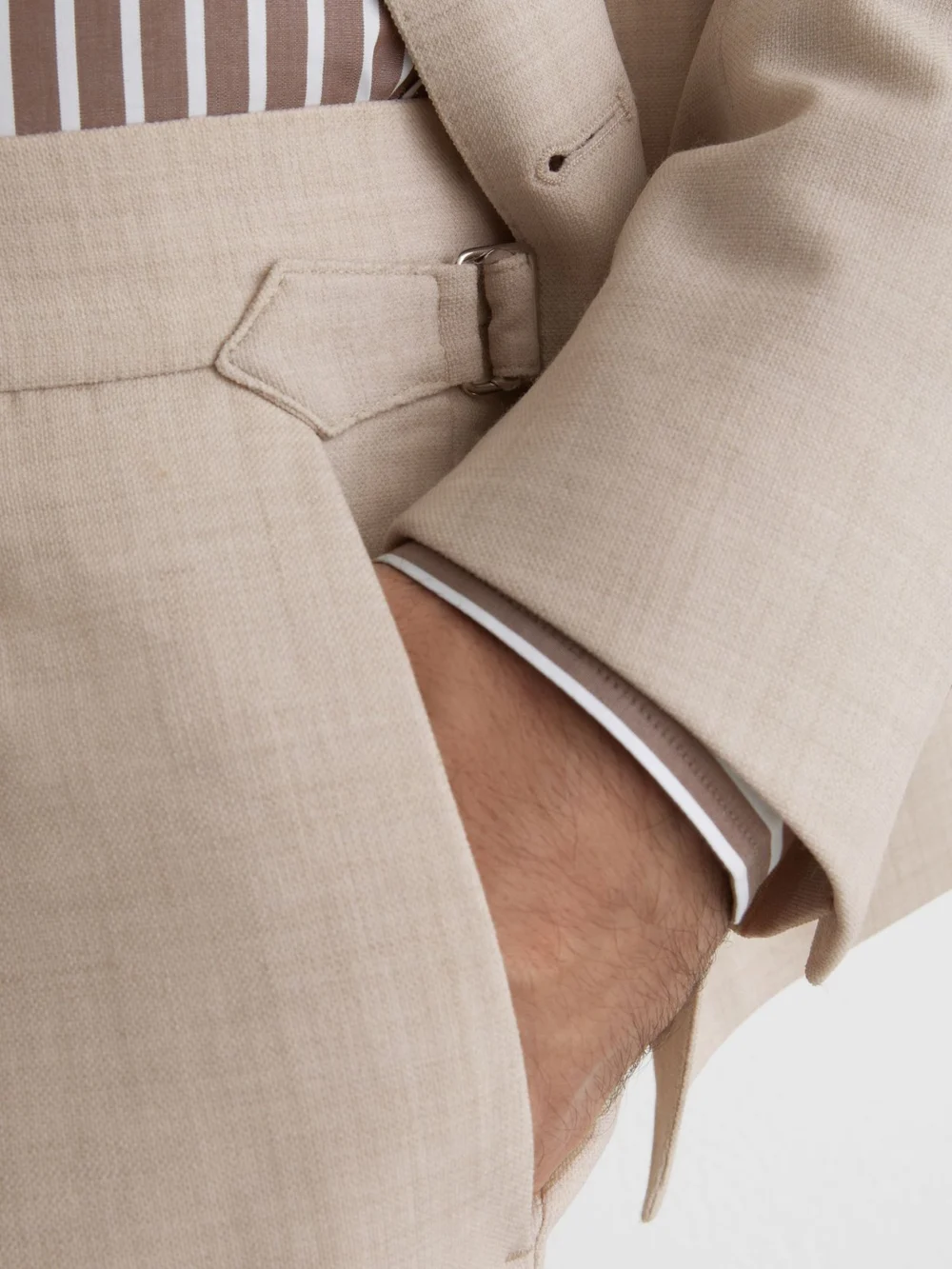 Reiss Stone Tailored Fit Side-adjuster Suit Trousers with Wool, view 4