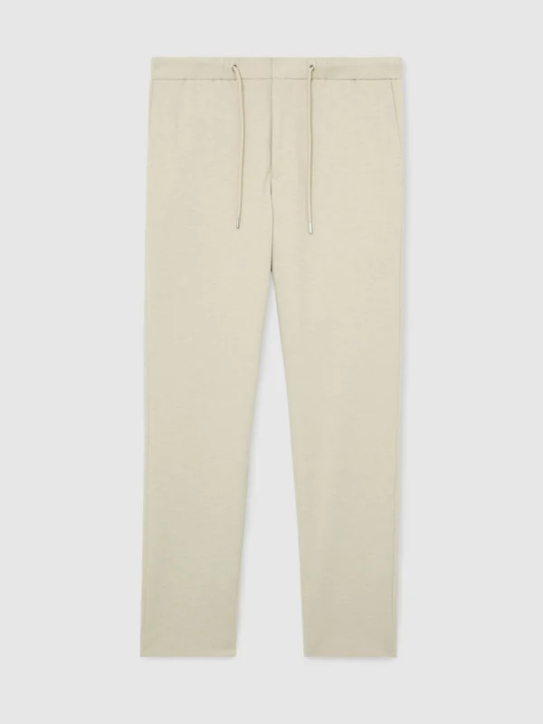 Reiss Stone Tailored Fit Textured Jersey Drawstring Suit Trousers