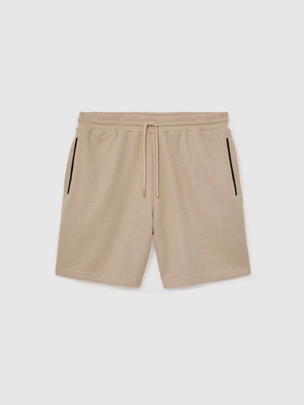 Reiss Stone Textured Piped Drawstring Shorts, view 2