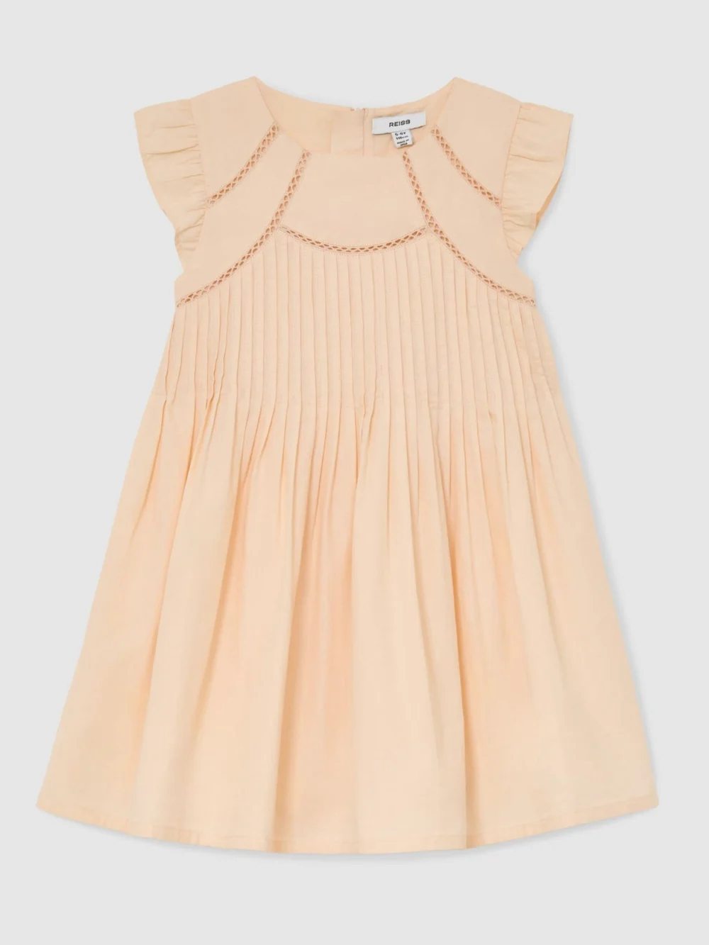 Reiss Susie Peach 9-13 yrs Cotton Embroidered Pintuck Dress, 9-10 Years, view 2