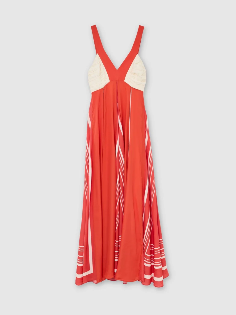 Reiss Tallie Orange & Empire-line Printed Maxi Dress, 12, view 2