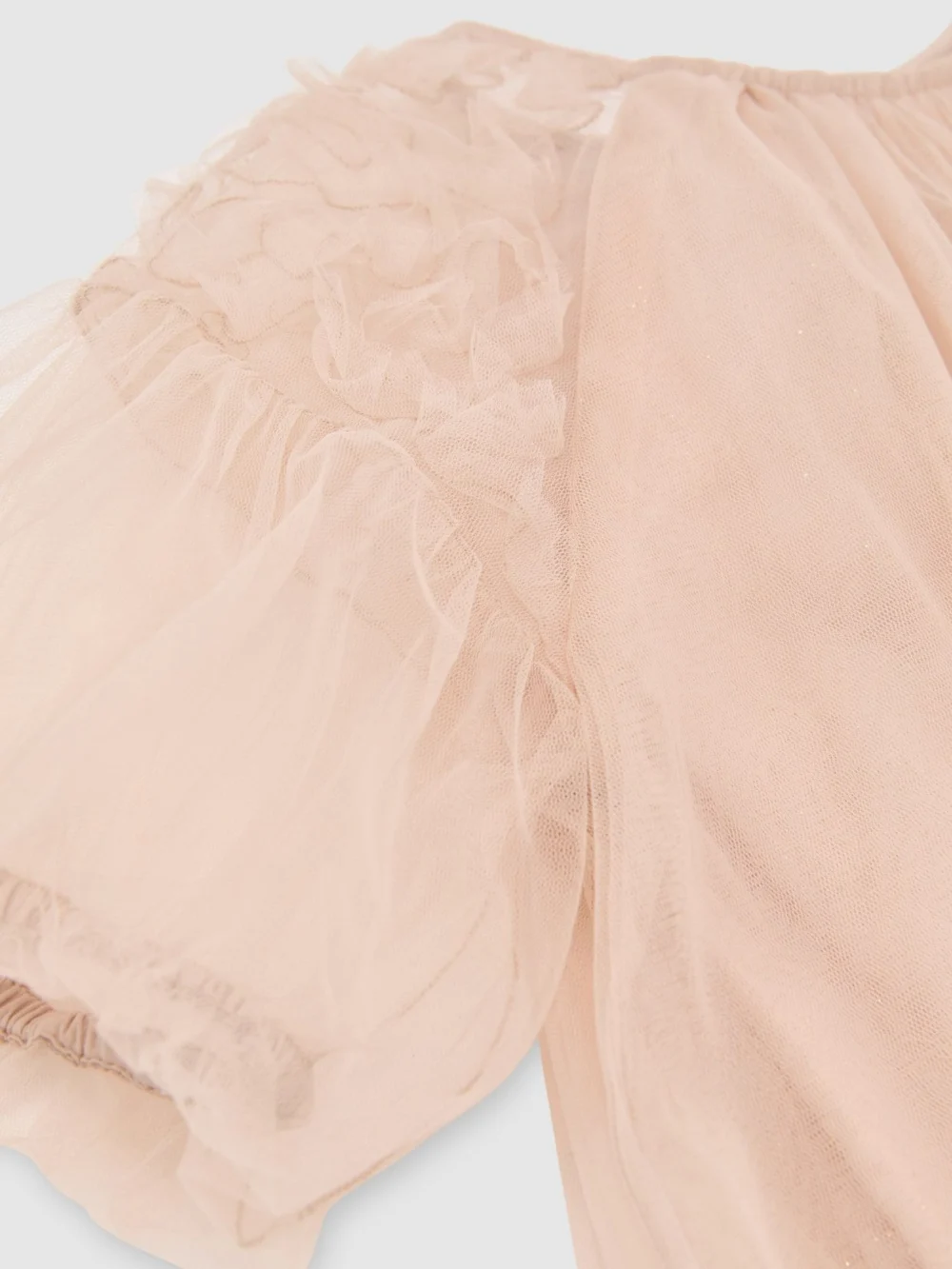 Reiss Tallulah Neutral 13-14 yrs Tulle Ruffle-detail Dress, Years, Beige,, view 4