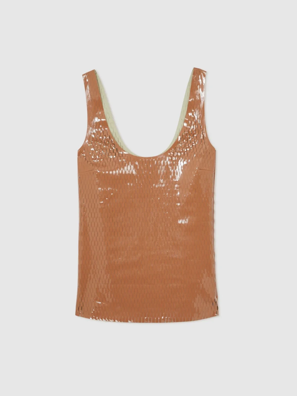 Reiss Tan Atelier Laser-cut Vest Top, view 2