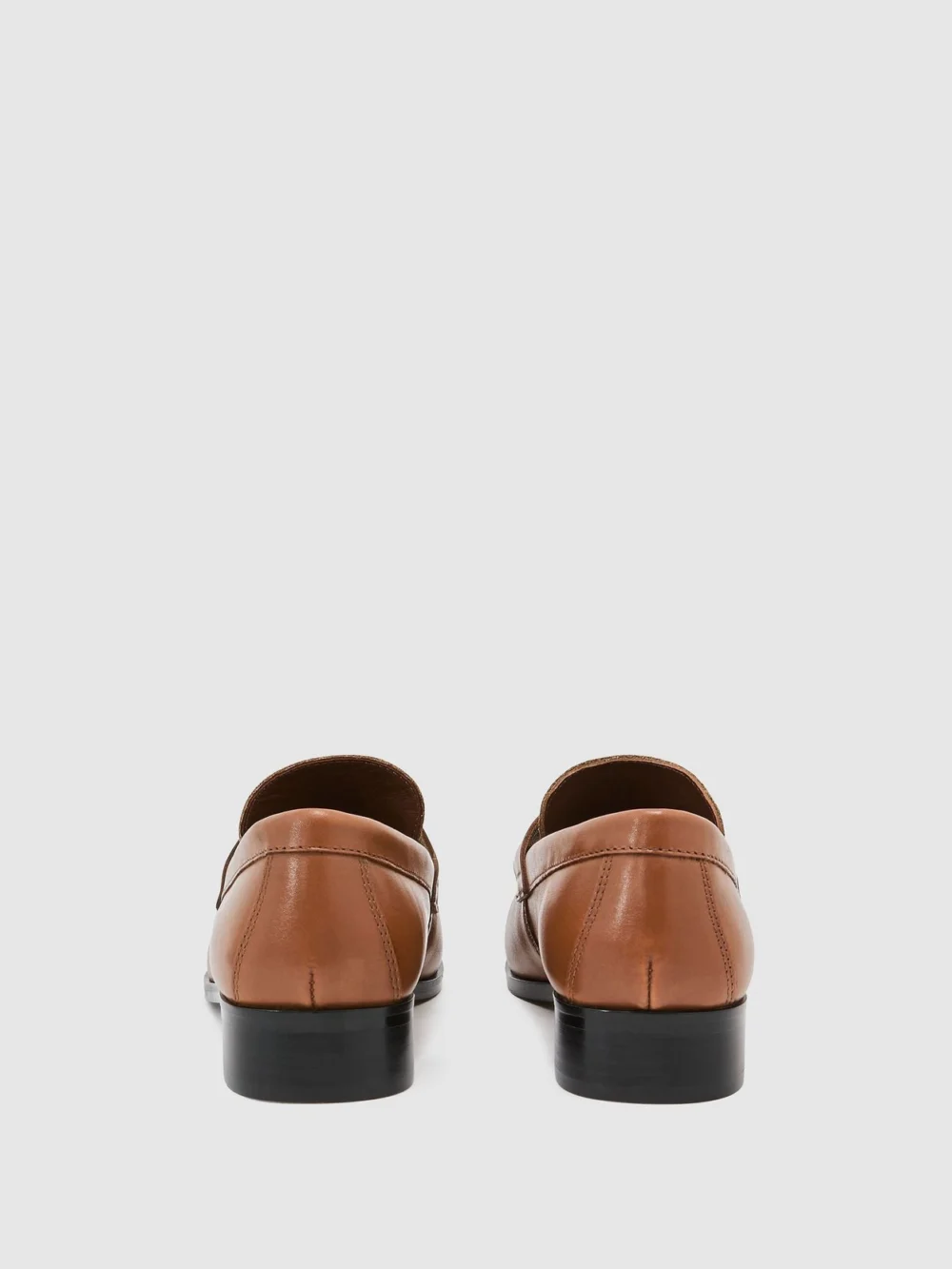 Reiss Tan Leather and Suede Penny Loafers, view 4
