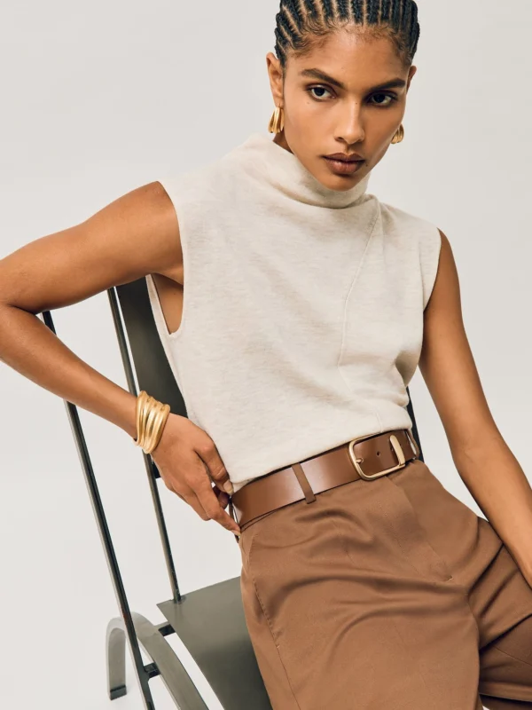 Reiss Tan Leather Half-keeper Belt