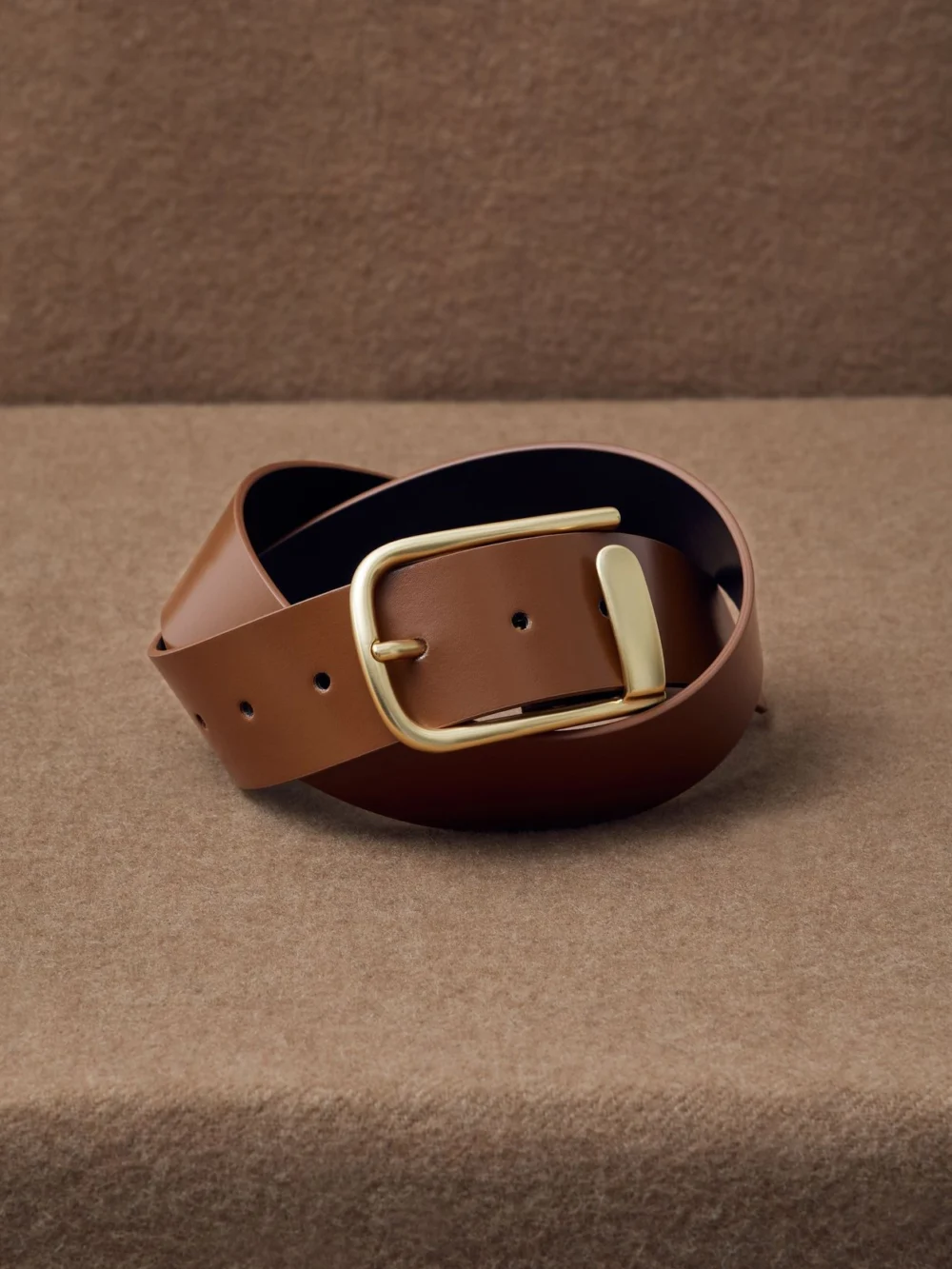 Reiss Tan Leather Half-keeper Belt, view 2