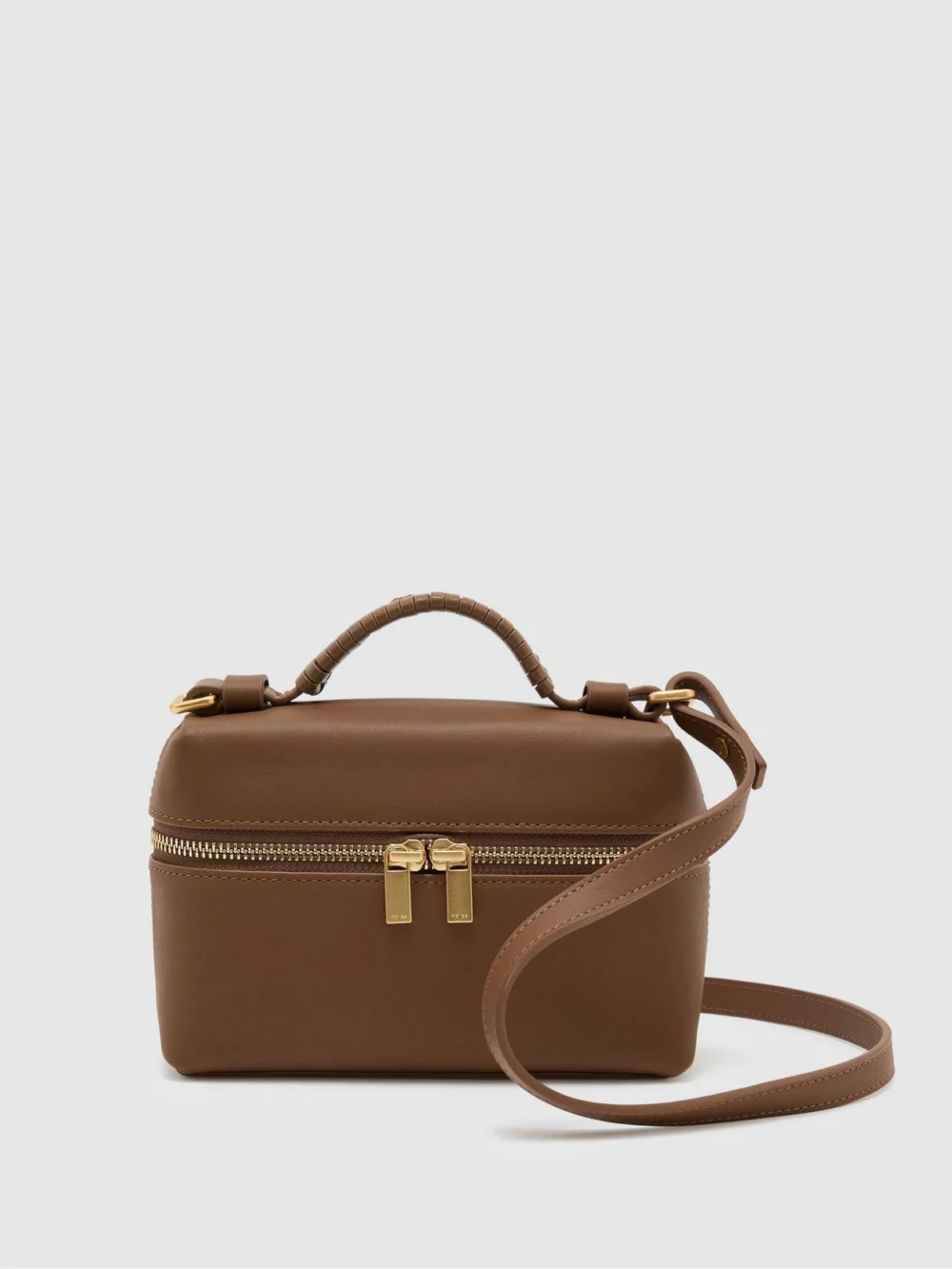Reiss Tan Leather Vanity Crossbody Bag,