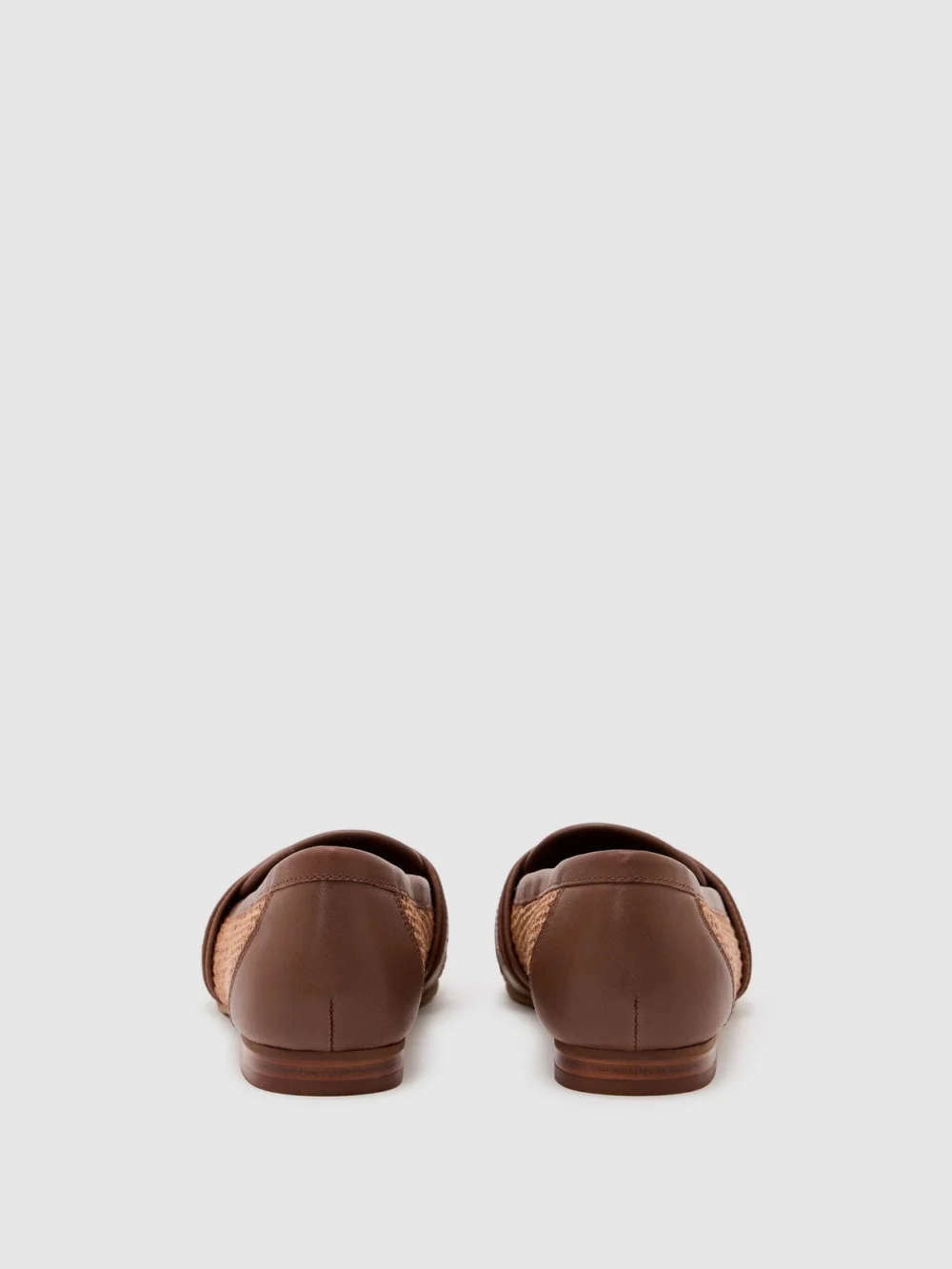 Reiss Tan Raffia Leather Trim Loafers, view 4