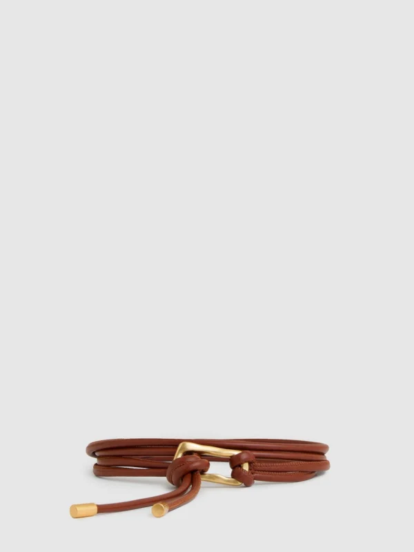 Reiss Tan Sculpted Buckle Tubular Tie Belt