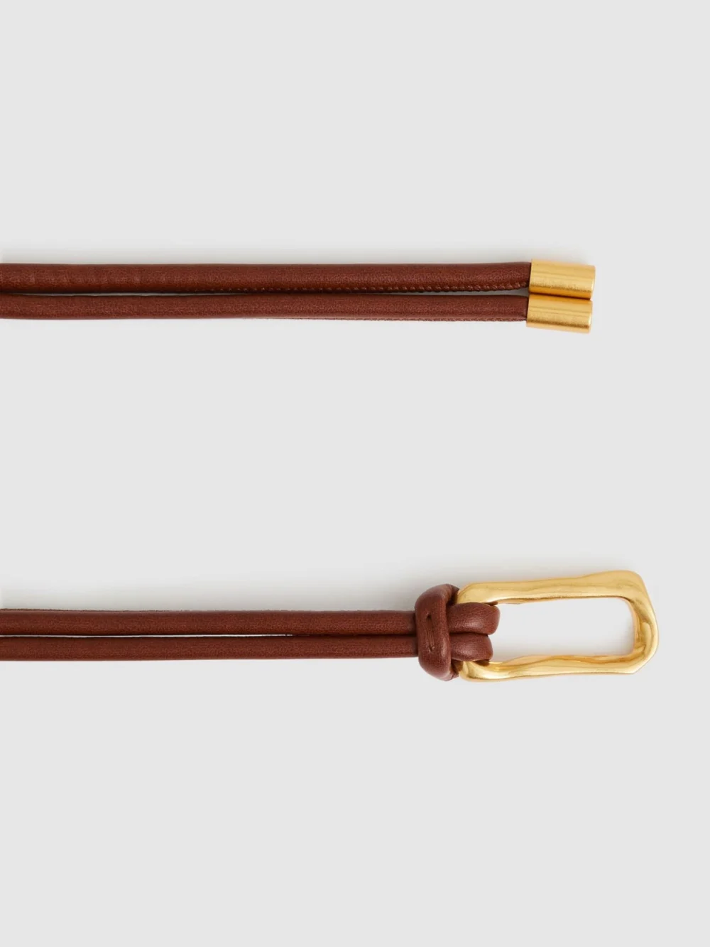 Reiss Tan Sculpted Buckle Tubular Tie Belt, view 3