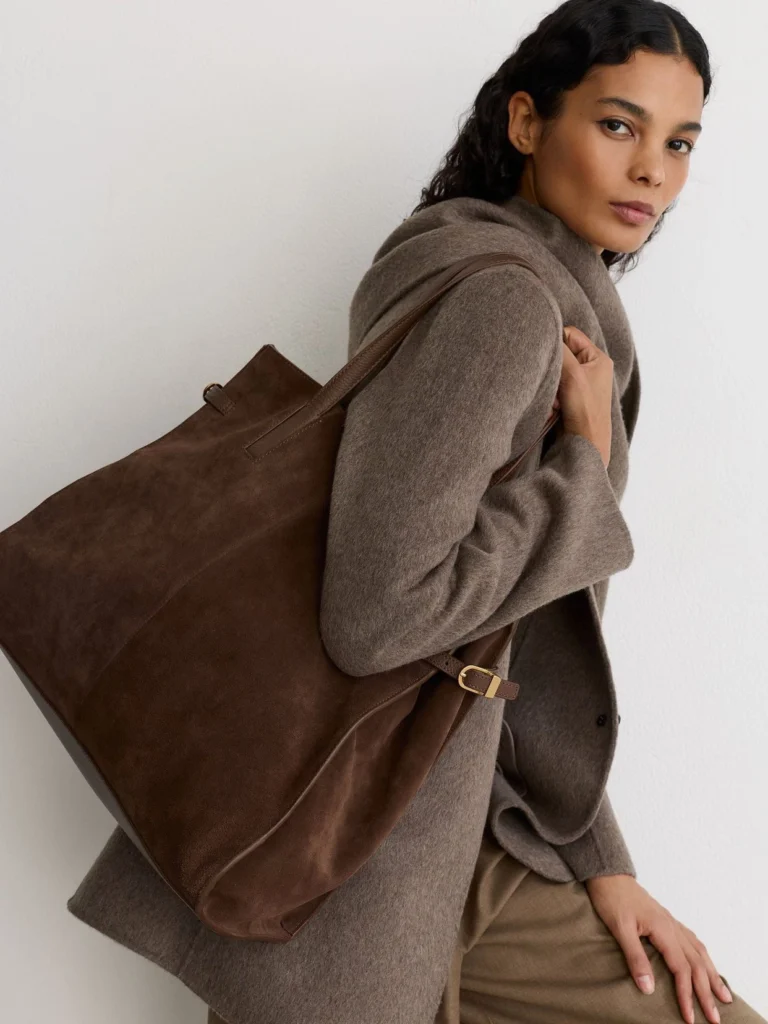 Reiss Tan Suede Oversized Tote Bag,