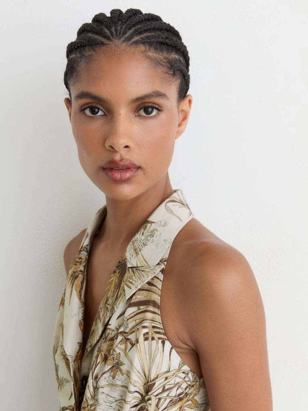 Reiss Tate Neutral Petite Cotton Safari-print Tailored Midi Dress, 6, view 4