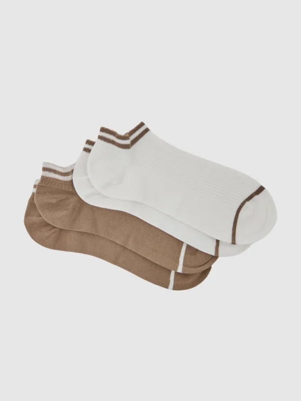 Reiss Taupe & White 2 Pack Cotton-blend Trainer Socks
