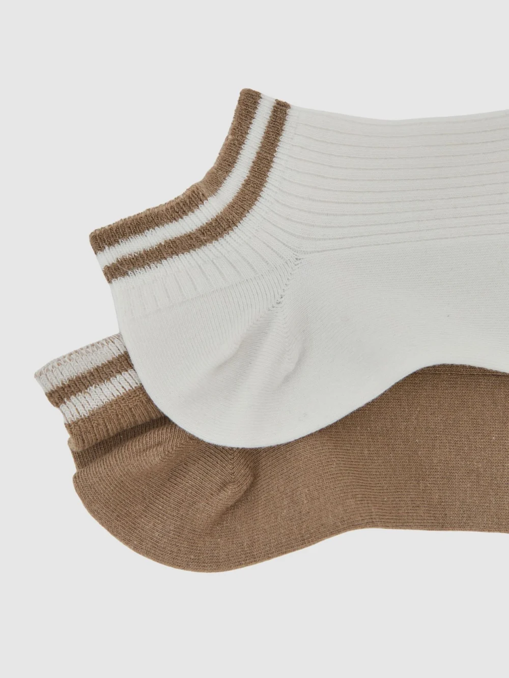Reiss Taupe & White 2 Pack Cotton-blend Trainer Socks, view 2