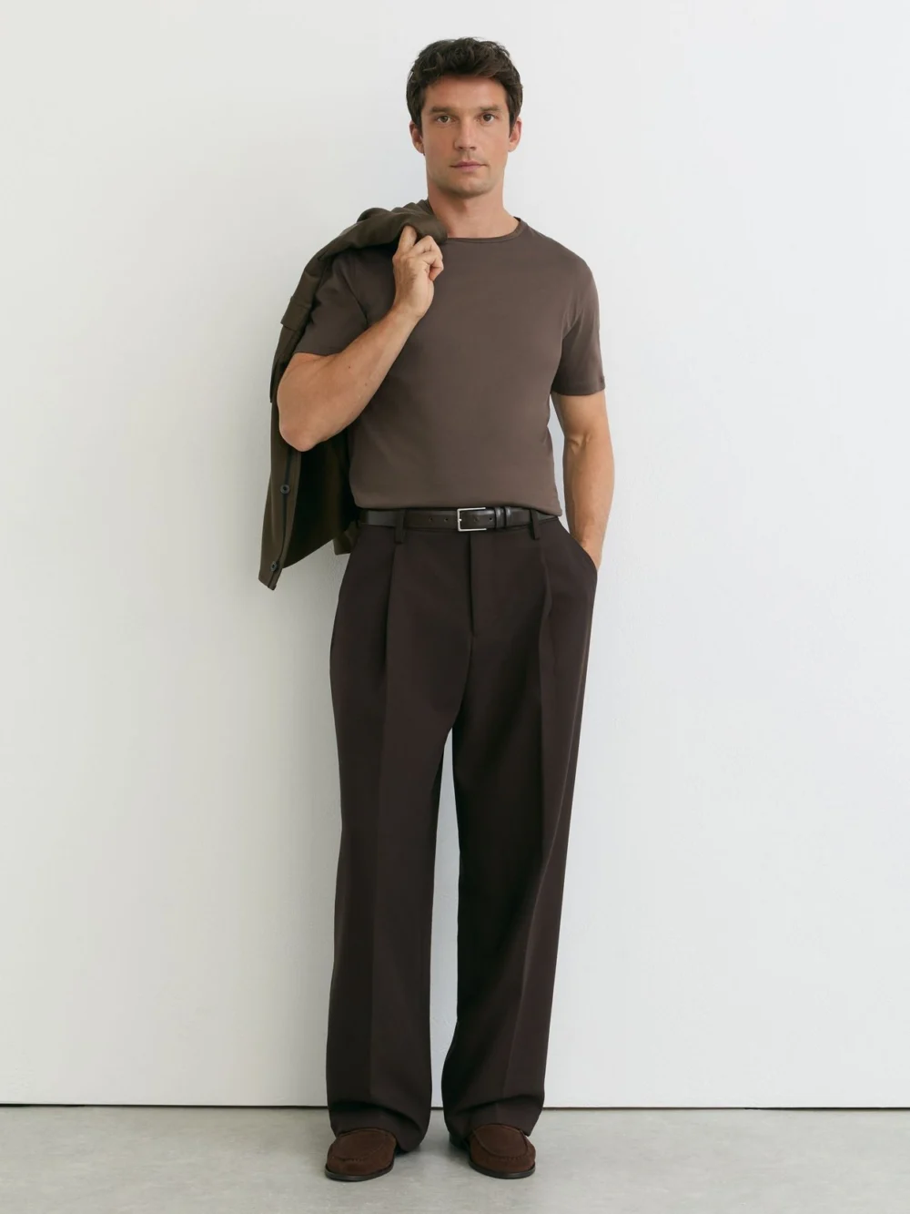 Reiss Taupe Brown Air-water Cotton Tailored-fit T-shirt, view 4