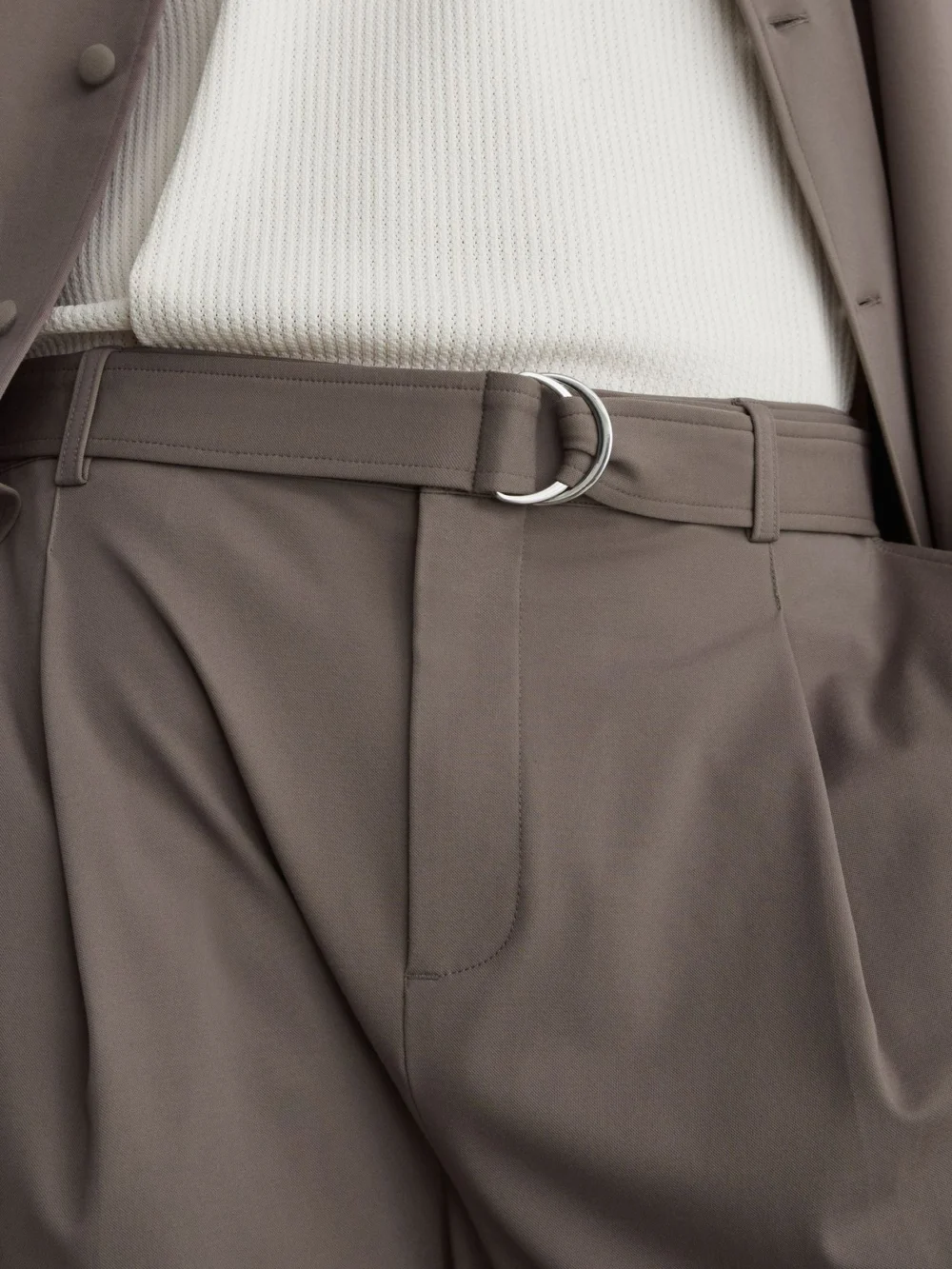 Reiss Taupe Brown Belted Pleated Shorts, view 3