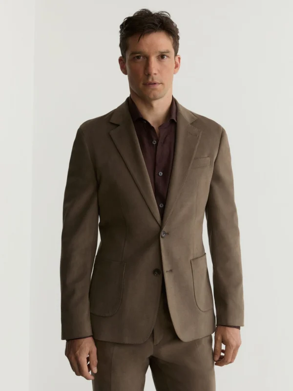 Reiss Taupe Brown Brushed Twill Single-breasted Blazer Tailored-fit