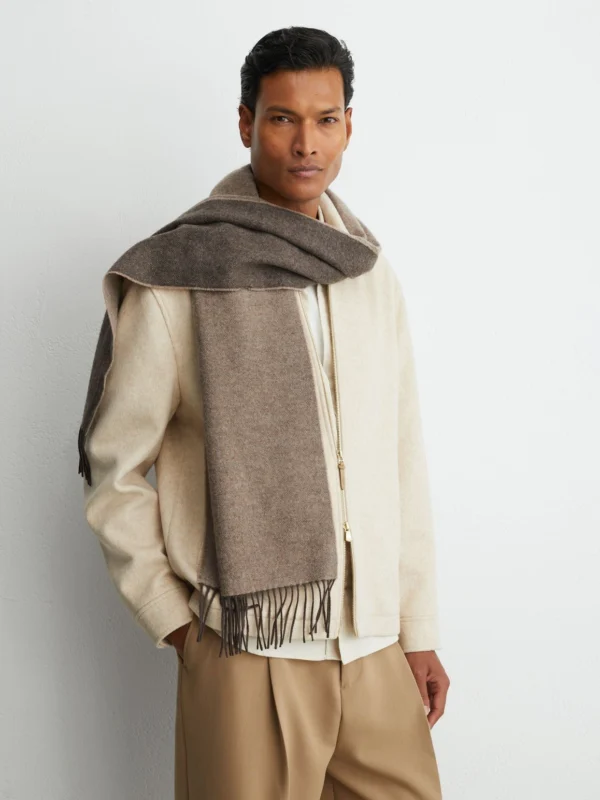 Reiss Taupe Brown Cashmere Blend Scarf,