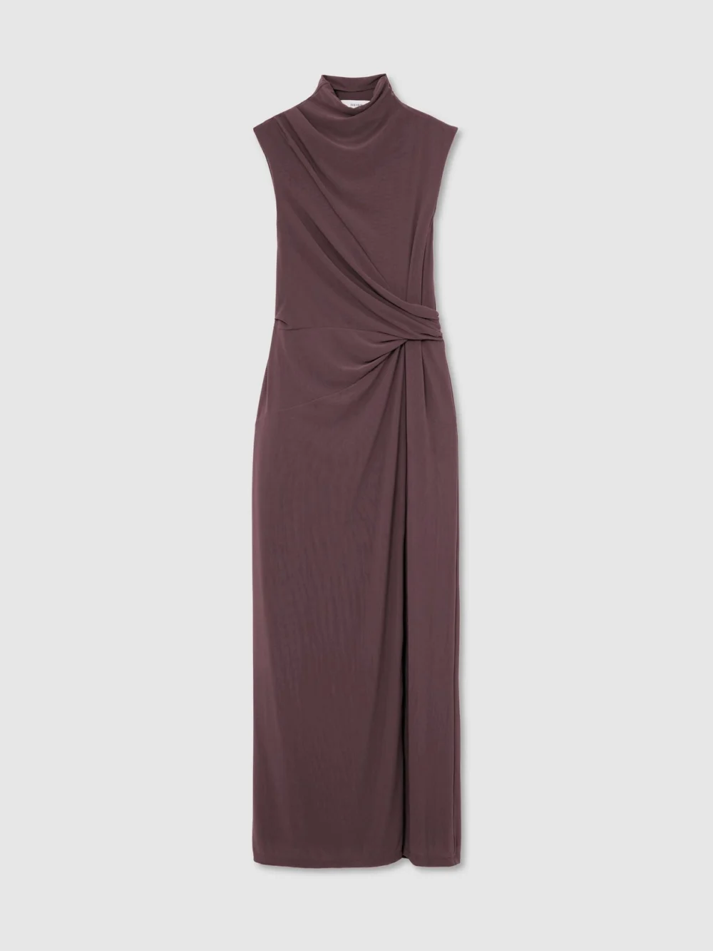 Reiss Taupe Brown Draped-detail Sleeveless Maxi Dress, view 6